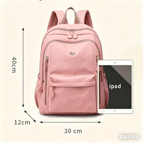 Casual Backpack, Multi-Pocket Design with Front Zipper Compartment (Pink) - color: Pink