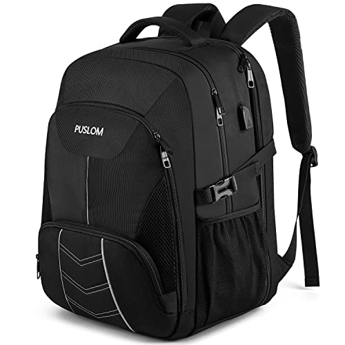 Extra Large Backpack for Men 55L,18.4Inch Travel Laptop Backpack with USB Charging Port Business Flight Approved Carry On Backpack,TSA Big Capacity Heavy Duty Computer Bag College Bookbag,Black - color: Black