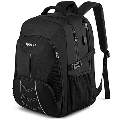 Extra Large Backpack for Men 55L,18.4Inch Travel Laptop Backpack with USB Charging Port Business Flight Approved Carry On Backpack,TSA Big Capacity Heavy Duty Computer Bag College Bookbag,Black - color: Black