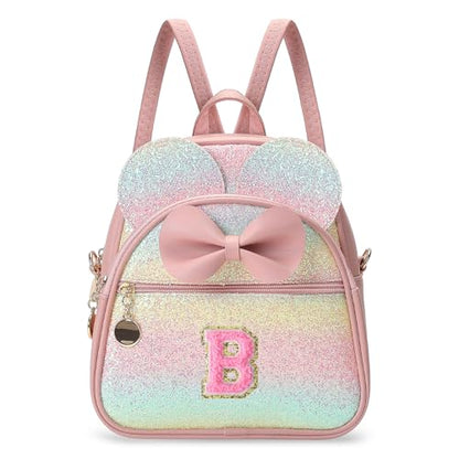 Birthday Gift for 2 3 4 5 6 7 8 9 10 Year old Girls Personalized Initial Mini Backpack Purse for Toddler Kids-Shine-B - color: Shine, style: B