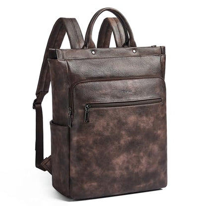Leather Laptop Backpack for Women, Travel Backpack Purse Fits 15.6 Inch Laptop, Casual Daypack with Laptop Compartment for Men Teachers College Work Business Nurse Weekender, Black - color: 3-1 Coffee