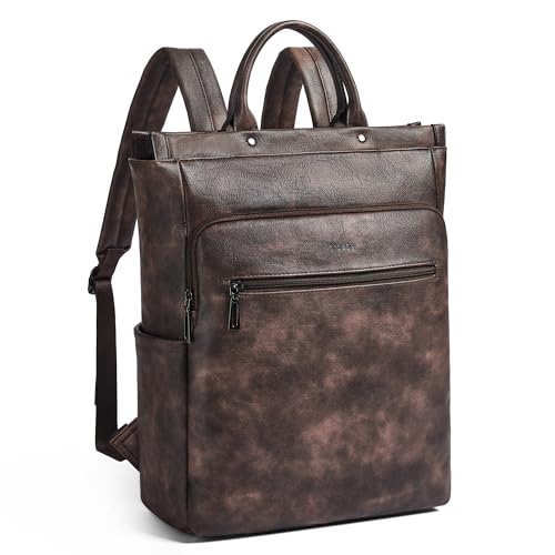 Leather Laptop Backpack for Women, Travel Backpack Purse Fits 15.6 Inch Laptop, Casual Daypack with Laptop Compartment for Men Teachers College Work Business Nurse Weekender, Black - color: 3-1 Coffee