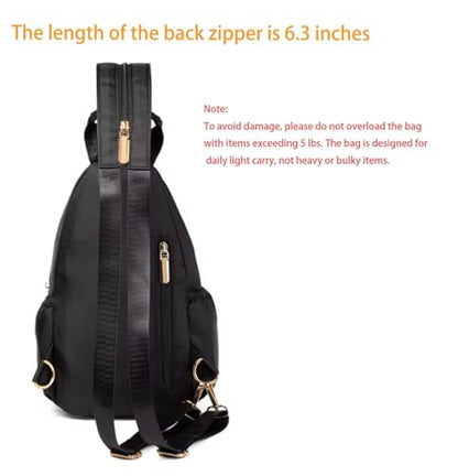 Xsecnua Small Crossbody Bag Convertible Mini Backpack for Women, Cross Body Sling Bag Sling Backpack for Travel Daypack - color: Black