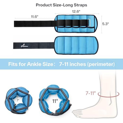 Sportneer Adjustable Ankle Weights for Women and Men 7 lbs/Pair Adjustable Leg Weights with Secure Straps, Strength Training Weighted for Yoga, Walking, Running, Aerobics, Gym, Physical Therapy - color: Blue