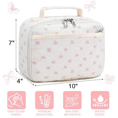 LEDAOU Lunch Bag Kids Lunch Box Girls Boys Insulated Lunch Bag Reusable Lunchbox for School Picnic Hiking Daycare - color: Bow-Flower