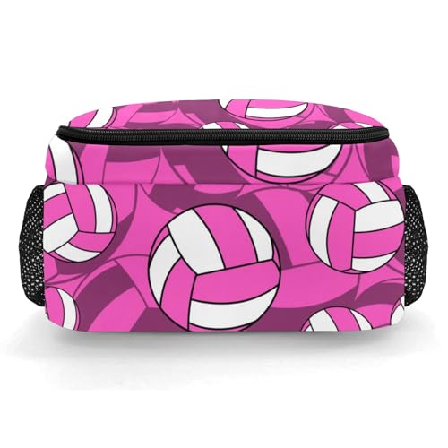 Pink Volleyball Pattern Casual Backpack Daypack Laptop Bag Custom Shoulders Backpacks for Man Woman Gifts - color: Pink Volleyball Pattern