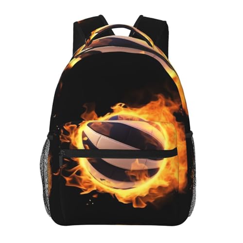 Burning volleyball pictures Travel Backpack for Men & Women 15.6 inch Laptop Backpack Waterproof Work Back Pack - color: Burning Volleyball Pictures