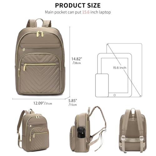 GAEKEAO Laptop Backpack Purse for Women 15.6 Inch Travel Computer Bags Fashion Casual Daypacks for Work College Business Khaki - color: Brown