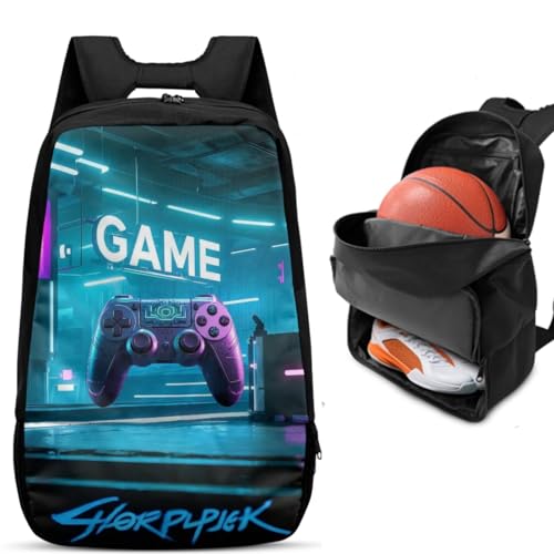 Basketball Backpack With Separate Ball Compartment And Shoes Fit Basketball Volleyball Football - color: Cyberpunk Game