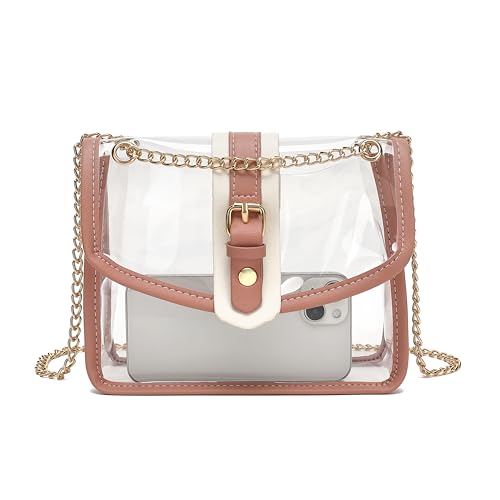 NEOREAL Direct 2 in 1 Clear Purse for Concert Sport, Stadium Approved Clear Crossbody Bag Handbag for Women - color: Pink