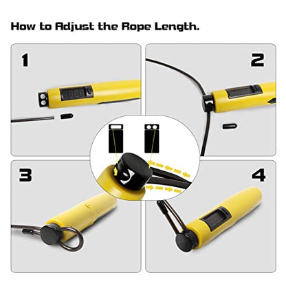 Electronic Jump Rope Fitness Counter: Jump Rope for Women Counting Exercise Jumprope for Crossfit Boxing Count Digital Ropeless Skipping Jumping Rope Workout Adjustable Speed Rope Adults Kid