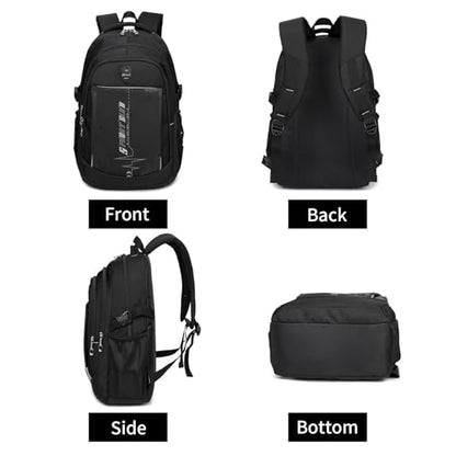 goldwheat School Backpack For Teen Boys, Lightweight Water-Resistant Boys Bookbag With Computer Compartment Fits 15.6" Laptop - color: Black-grey