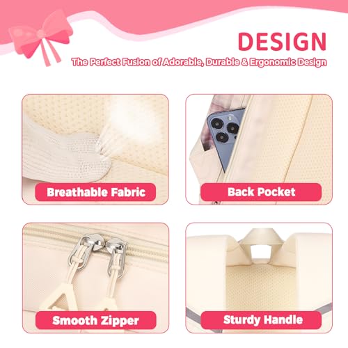 3Pcs Cute Backpack for Girls with Lunch Box & Pencil Case, Large Capacity Kids Bookbag for Elementary Middle School Students Waterproof Kawaii Preppy Aesthetic Plaid Backpack Age 4-16 - color: 3pcs Pink