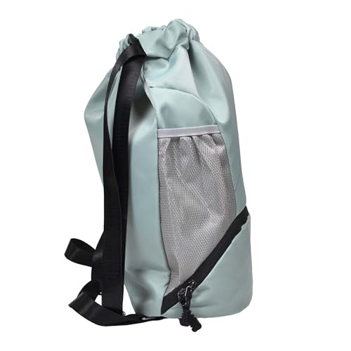 Nupouch Drawstring Backpack: Lightweight, Water-Resistant, Reflective Gym Bag w/Shoe Compartment for Travel, Hiking, Sports - color: Teal