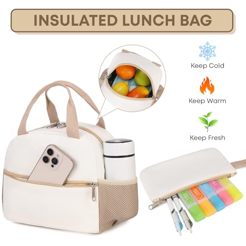 3PCS School Backpack For Student Women College Middle High Teen Girls Bookbag Waterproof Laptop Bag Beige Khaki - color: Beige Khaki