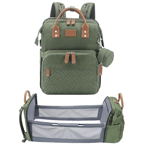 JOLLITO Diaper Bag Backpack with Changing Station Large Capacity Multifunction Baby Bags for Boy Girl Travel For Moms Dads Baby Registry Search Essentials Shower Gifts - color: Green