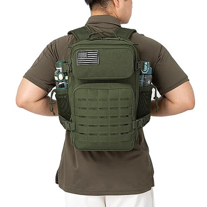 QT&QY 25L/45L Military Tactical Backpack For Men Molle Daypack 3 Day Bug Out Bag Hiking Rucksack With Bottle Holder - color: 25l Green