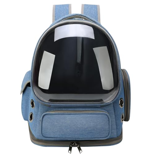 Cat Backpack Carrier for Cats and Small Dogs, Breathable Cat Bubble Backpack, Airline Approved Pet Travel Carrier for Hiking Camping Outdoor(Blue) - color: Blue