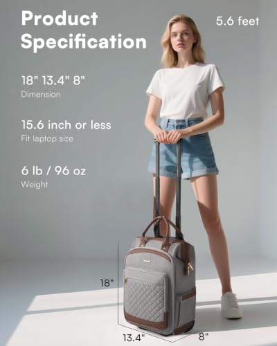 Arcoyard Rolling Backpack for Women, 15.6 Inch Travel Backpack with Wheels - color: Grounded Grey, size: Standard