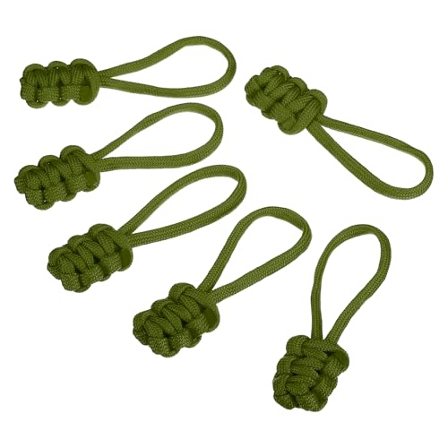PATIKIL Zipper Pulls Replacement, 6 Pack Extension Cord Handle Fix Pull Tab Extender Fixer Slider Head Repair Kit for Luggage Backpack Jacket, Olive Green - color: Olive Green
