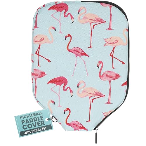 Palms-O-Aces Pickleball Paddle Cover | Canvas Padded Pickleball Paddles Sleeve with Zipper | Lightweight Protective Paddle Case for Standard Paddles | Paddle Cover Accessory - color: Flamingo, size: Standard - 11.5" x 8.5"