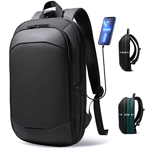 Business Backpack for Men 17 Inch,Slim & Expandable Waterproof Travel Laptop Backpack with USB Charger Port,Anti-Theft Lightweight Large Work Computer Bag,College Laptop Backpacks Gifts for Men Women - color: Black, size: 17 Inch