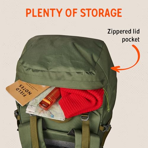 Kelty Asher Backpack, Daypack to Multi-Day Backpacking Capacity, Hiking, Lightweight Travel Pack, Internal Frame (55L Winter Moss) - color: Winter Moss/Dill, size: 55L