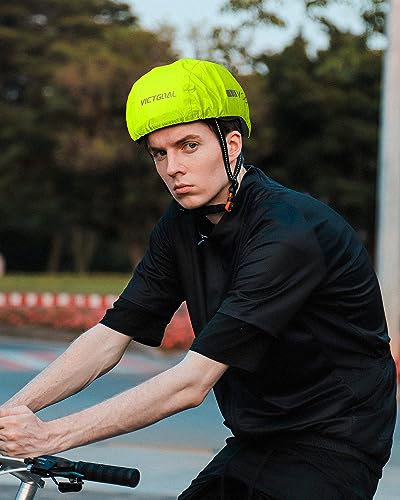 VICTGOAL Bike Helmet Cover with Reflective Stripes Waterproof Windproof Bicycle Helmets Rain Covers for Mountain Road Bike Cycling - color: Yellow