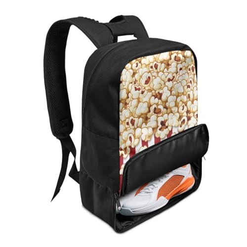 18.5in Basketball Backpack Basketball Bag with Shoe Compartment & Ball Holder, Waterproof Bag for Soccer Volleyball - color: Creative Popcorn Pattern Print