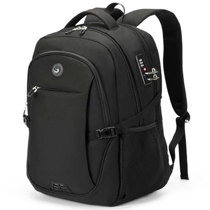 SHRRADOO Anti Theft Laptop Backpack Travel Backpacks with Combination Lock for Women Men College Backpack Computer Bag Fits 17 Inch Laptop,Black - color: Black