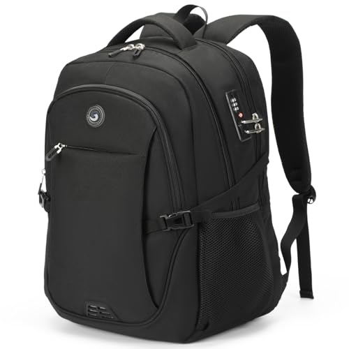 SHRRADOO Anti Theft Laptop Backpack Travel Backpacks with Combination Lock for Women Men College Backpack Computer Bag Fits 17 Inch Laptop,Black - color: Black
