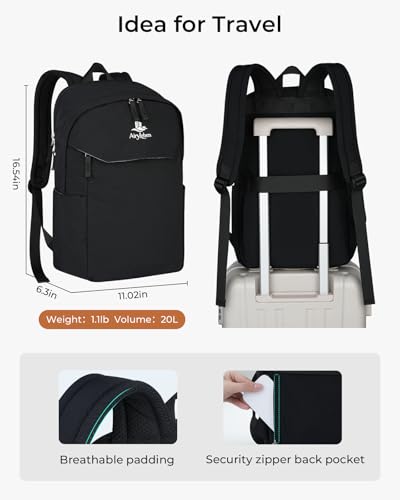 Travel Backpack for Women & Men, Water Resistant 15.6 Inch Laptop Backpack, Lightweight School Bag, Casual Daypack for Commute, College, Travel & Daily Use (Black) - color: Black