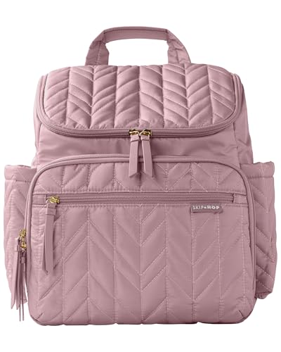 Skip Hop Diaper Bag Backpack: Forma, Multi-Function Baby Travel Bag with Changing Pad & Stroller Attachment, Mauve Mist - color: Mauve Mist