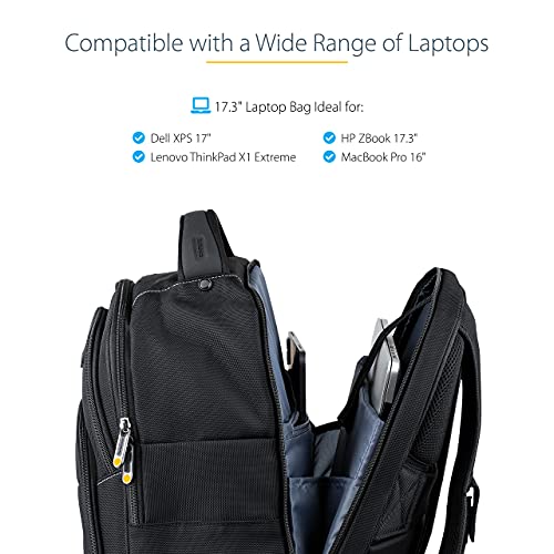 StarTech.com 17.3" Laptop Backpack with Removable Accessory Case - Professional IT Tech Backpack for Work/Travel/Commute - Durable Ergonomic Computer Bag - Nylon - Notebook/Tablet Pockets (NTBKBAG173) - size: 17.3"