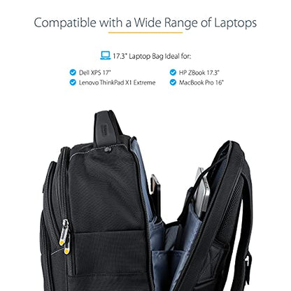 StarTech.com 17.3" Laptop Backpack with Removable Accessory Case - Professional IT Tech Backpack for Work/Travel/Commute - Durable Ergonomic Computer Bag - Nylon - Notebook/Tablet Pockets (NTBKBAG173) - size: 17.3"