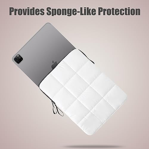 Puffy Laptop Sleeve 12 Inch White, Waterproof Carrying Case Bag for Women, Fluffy Computer iPad Pro 11 Case, Compatible with 10.9" iPad 10, 10.2" iPad 7 8 9, 10.5" - color: White, size: 12-inch