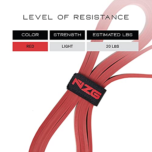 NonZero Gravity 100% Latex-Free Organic Rubber Power Resistance Bands | Compact Durable Hypoallergenic Bands for Strength Training & Workouts | 11 Levels (10 to 140 Lbs) - color: 2. Red-20 lb