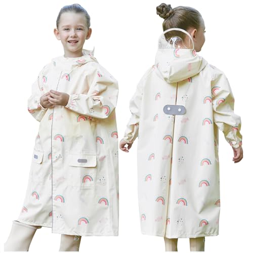 Toddler Kids Raincoat Boys Girls Rain Jacket Waterproof Rain Poncho Reusable Outwear Rainwear Rain Suit - color: Rainbow, size: 8-10 Years