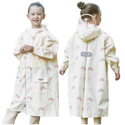 Toddler Kids Raincoat Boys Girls Rain Jacket Waterproof Rain Poncho Reusable Outwear Rainwear Rain Suit - color: Rainbow, size: 6-8 Years