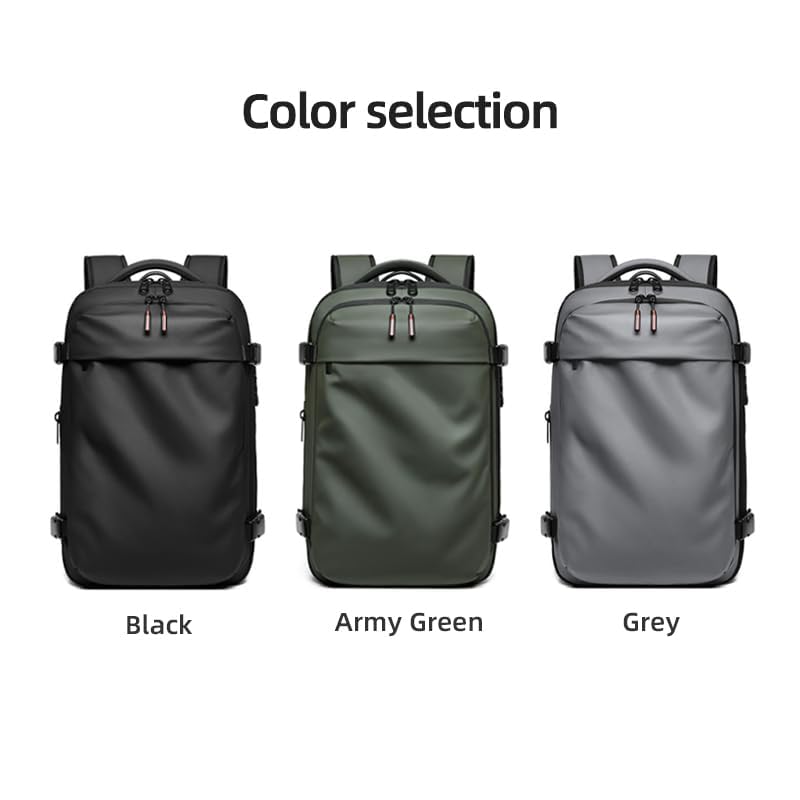 Men Travel Backpack vacuum compression Laptop Backpack Large Capacity Backpack 17 inch Extended Hiking Business backpack (grey) - color: Grey
