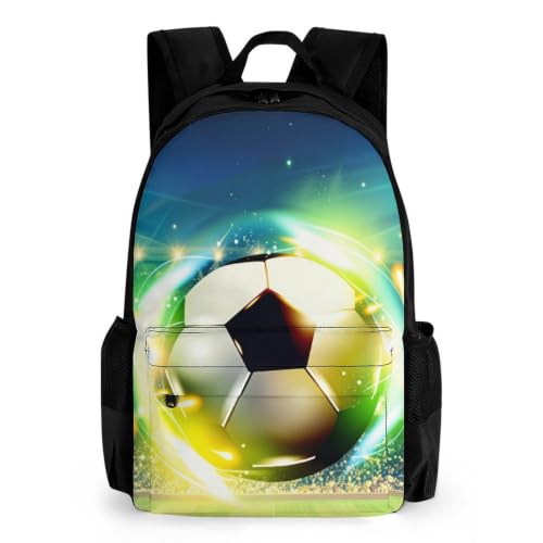 Football Green Backpack, Durable Polyester Daypack with Laptop Compartment, Reinforced Bottom, Adjustable Shoulder Straps And Multi Pockets for Travel And Daily Use - color: Football Green