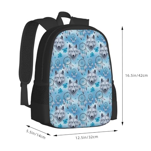 Ergonomic Padded Backpack Love Heart Wolf Dream Catcher, Anti Theft Spacious Travel Daypack Sturdy Polyester Bag for Commute Gym Outdoor Leisure Use - color: Design (1205)