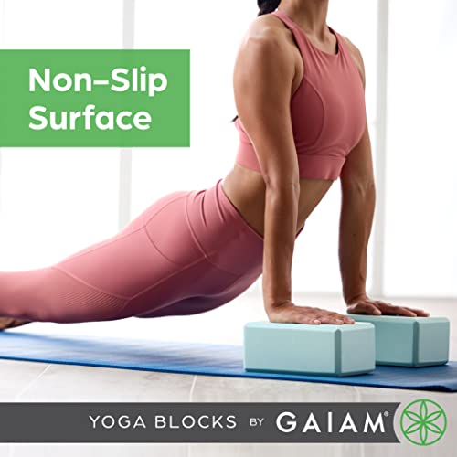 Gaiam Yoga Block - Supportive Latex-Free Eva Foam - Soft Non-Slip Surface with Beveled Edges for Yoga, Pilates, Meditation - color: Blue Shadow Point, style: 1 Block