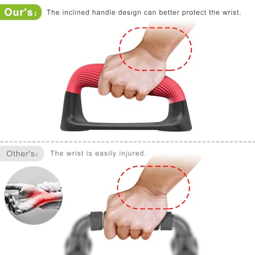 Kipika Push Up Bars, Pushup Stands With Thickened Soft Plastic Handle, Stable and Non-Slip Base, Pushup Handles Perfect for Floor Strength Training - color: C: Black & Red