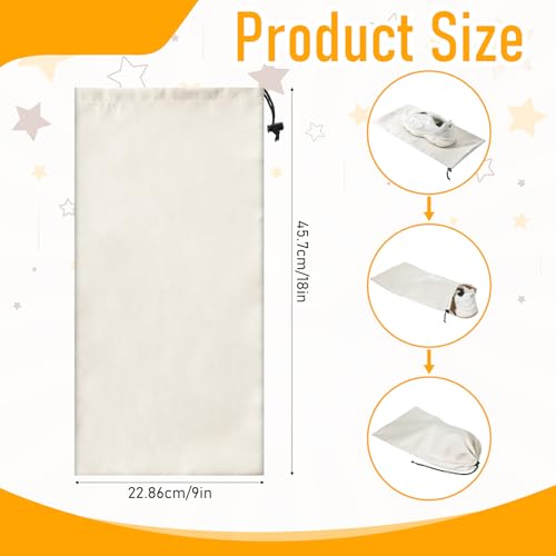 10 Pack Single Shoe Bags for Travel, 18"x9" Flannel Single Shoe Bags | Flannel Shoes Pouch with Drawstring Closure, Packing Shoes Travel Bag for Toys, Purses, Men & Women