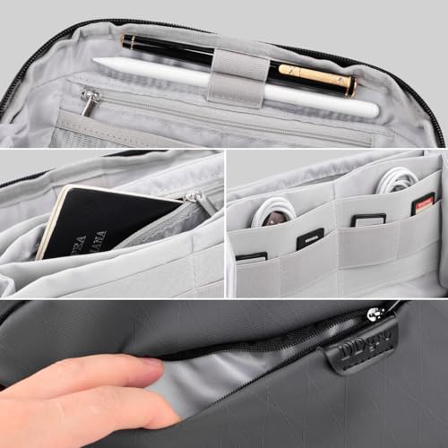 Electronics Cord Organizer Travel Case, Charger Pouch, Tech Accessories Carrying Bag (Dark Grey)