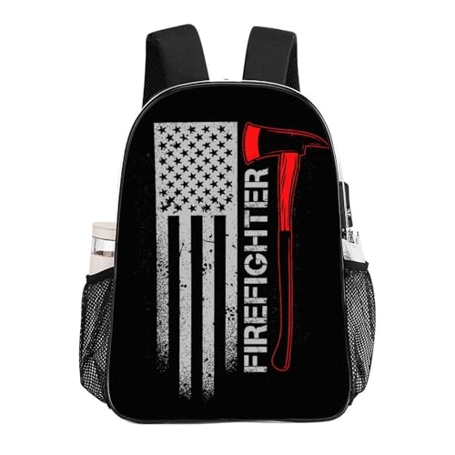 Daypack Backpack Polyester Anti-Theft Multipurpose American Thin Red Line Flag Firefighter Black Bookbag Big Capacity Travel Hiking Camping Rucksack With Smooth Zippers - color: Pattern 204