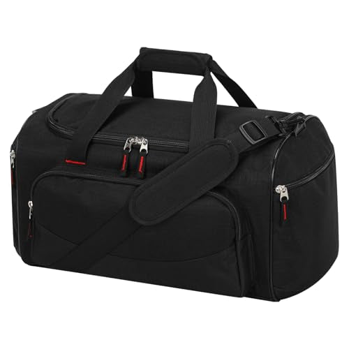 30L Gym Sport Duffle Bag - 17 inch Carry on Weekender Overnight Bag for Travel, Workout, Fitness (Black-30L) - color: Black
