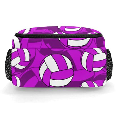 Bright Purple Volleyball Pattern Casual Backpack Daypack Laptop Bag Custom Shoulders Backpacks for Man Woman Gifts - color: Bright Purple Volleyball Pattern