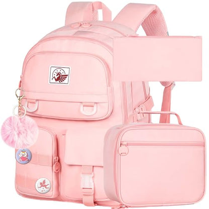 CCJPX Girls Backpack, 16 inch School Laptop Bag College Bookbag, Anti Theft Daypack for Teens Girls Students Women - color: Pink